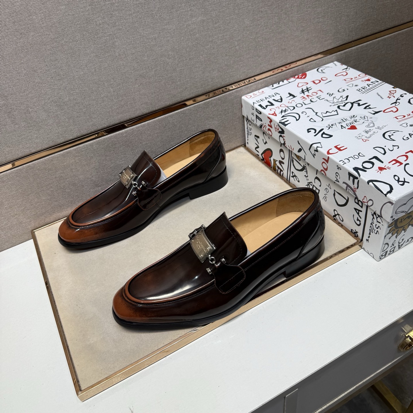 D&G men's leather shoes-104