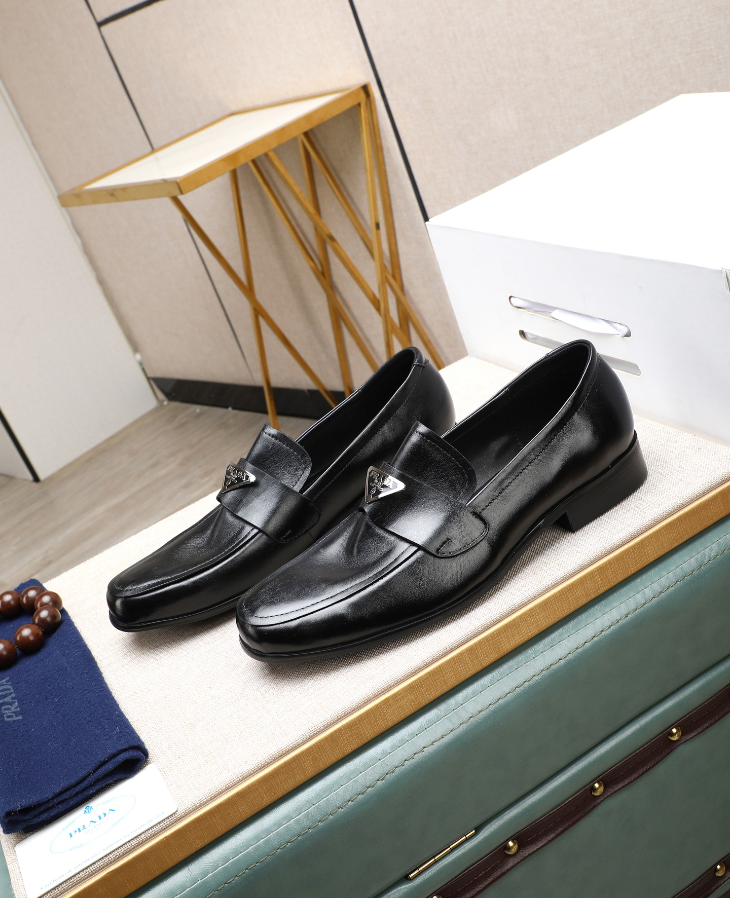 Prada men's leather shoes-61