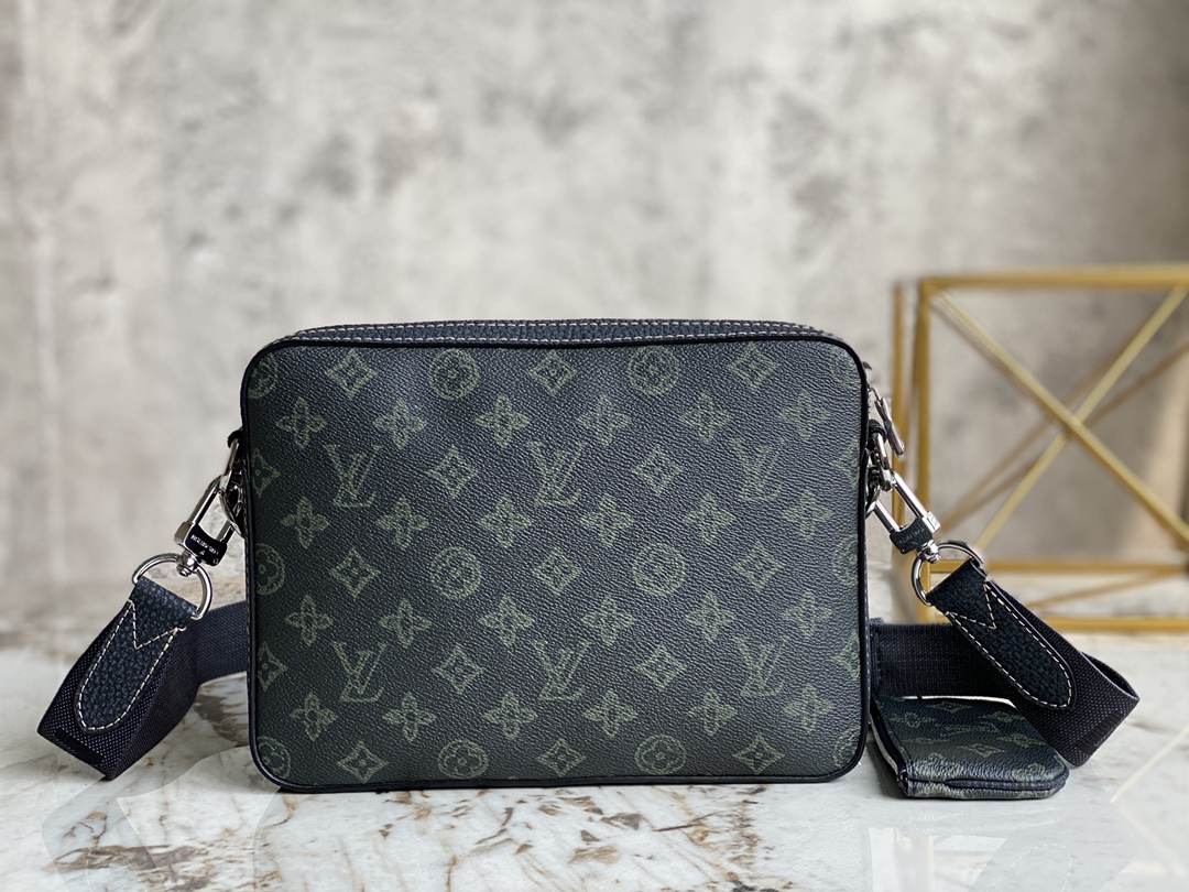 Louis Vuitton Mens Pochette Trio Bag Blue Monogram Coated Canvas M46340