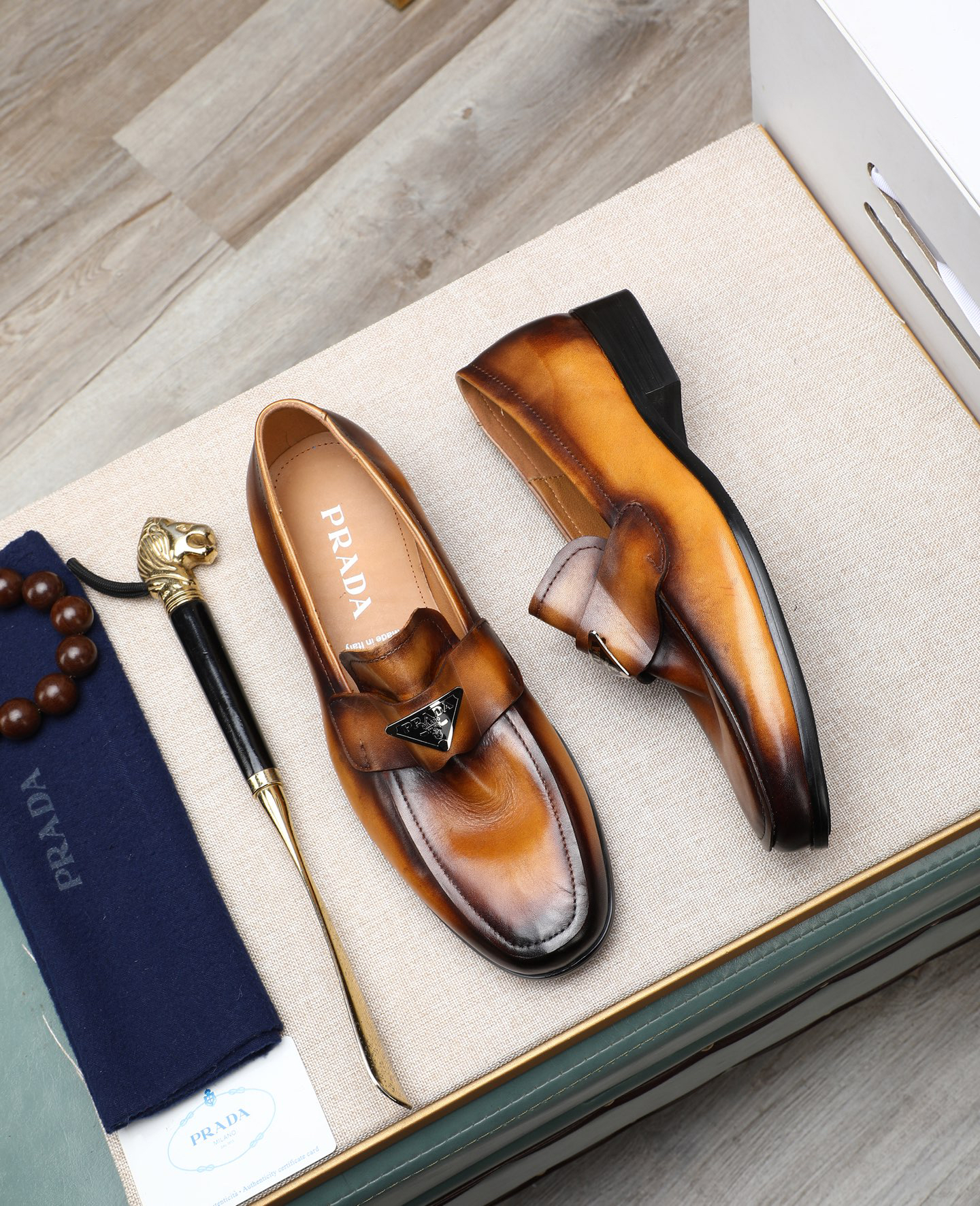 Prada men's leather shoes-59