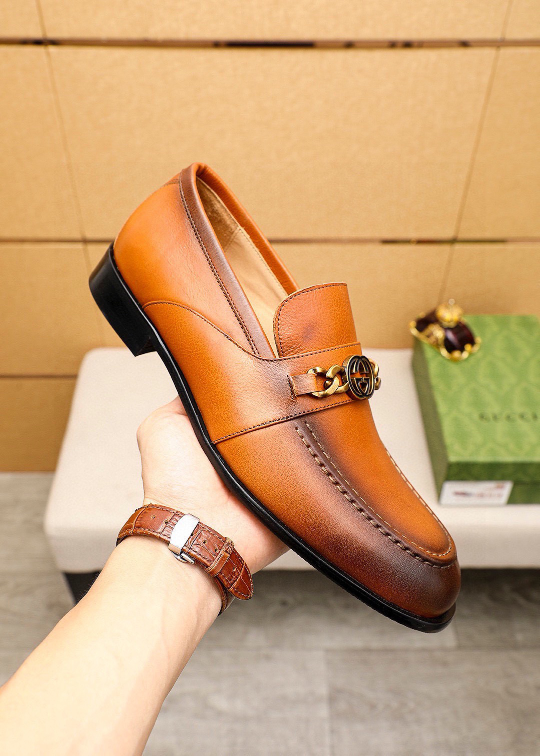 Gucci men's leather shoes-81