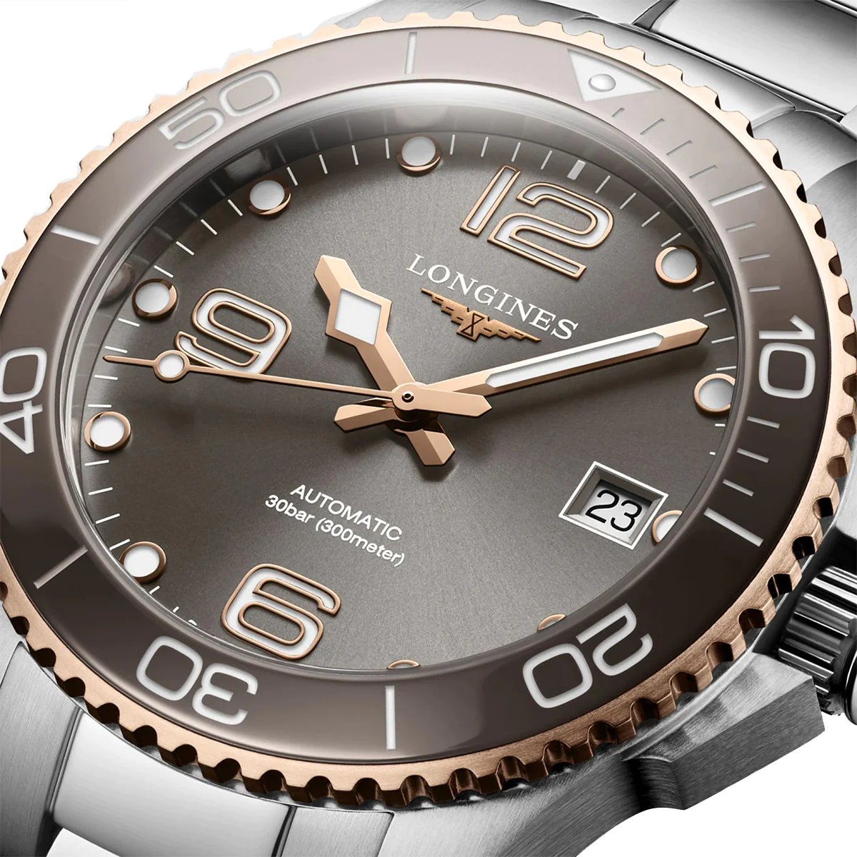 Hydroconquest 39MM Automatic Sunray Grey Dial Pink Highlights Watch L37803786