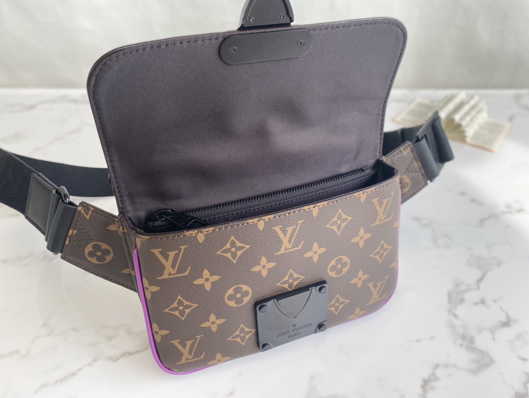 Louis Vuitton Mens S Lock Sling Monogram Macassar Coated Canvas M46245