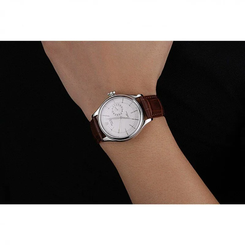 Cellini White Dial Stainless Steel Case Brown Leather Bracelet 622723