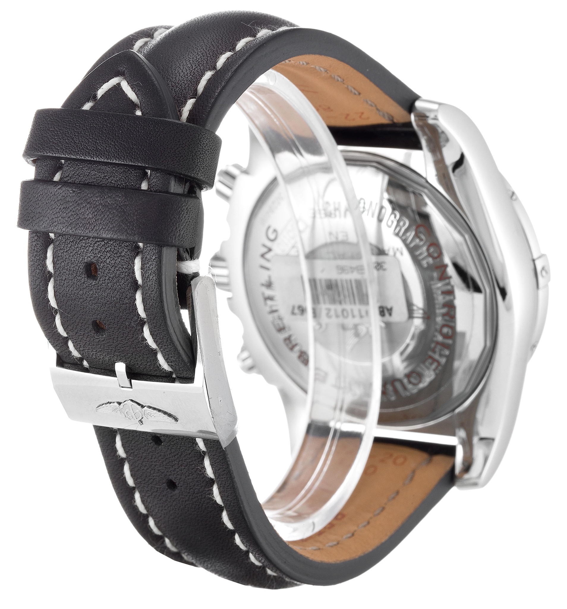 Chronomat 44 Black Dial Leather Strap AB0110