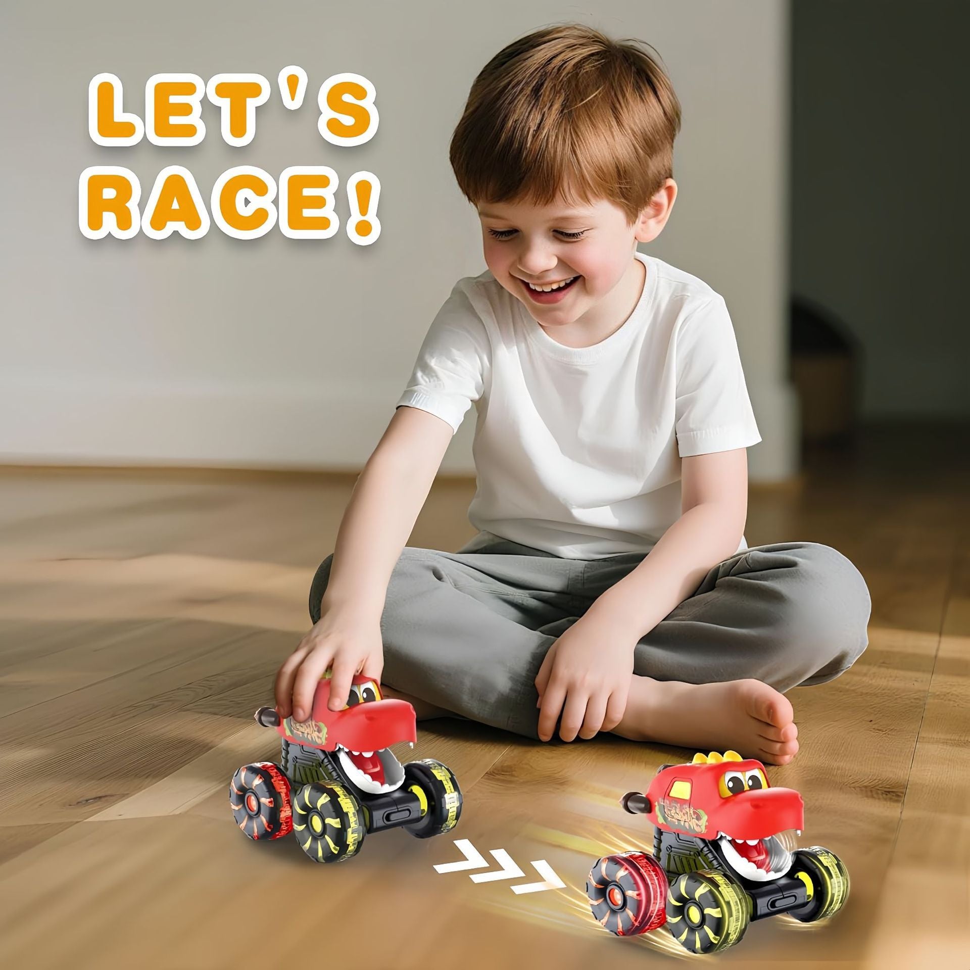 Press & Go Dino Truck Toy with Motion Activated Light for Toddlers🎁Best Birthday Gifts for Baby