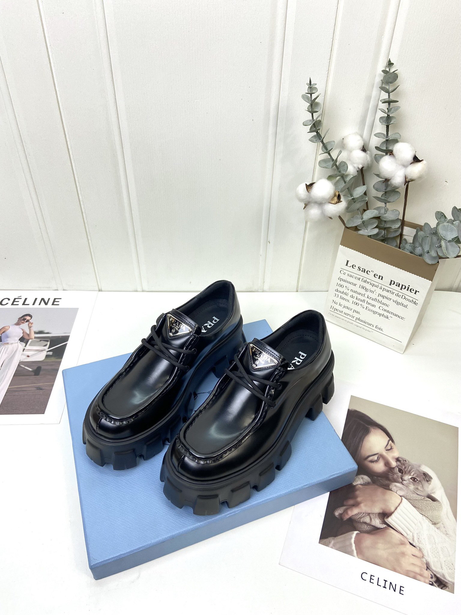 Prada women's leather shoes-1