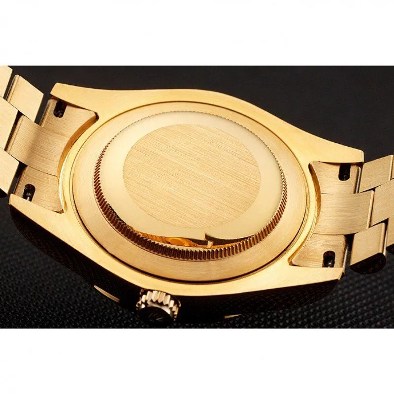 Swiss Day-Date Diamonds And Rubies Black Dial Yellow Gold Bracelet 1454101