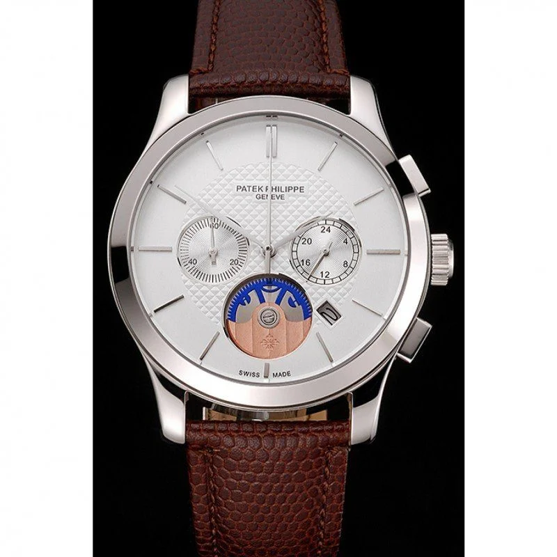 Chronograph White Guilloche Dial White 43 mm, Stainless Steel