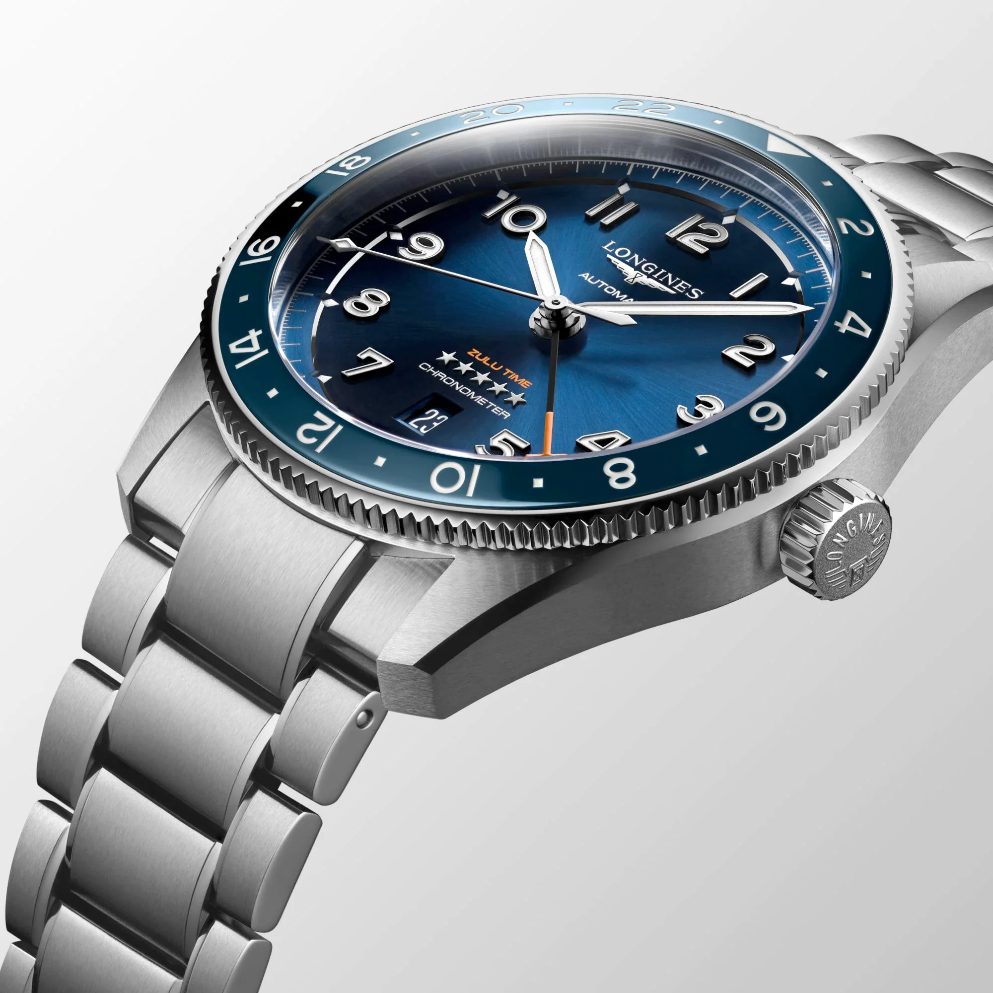 Spirit 42MM Zulu Time GMT Blue Steel Watch L38124936