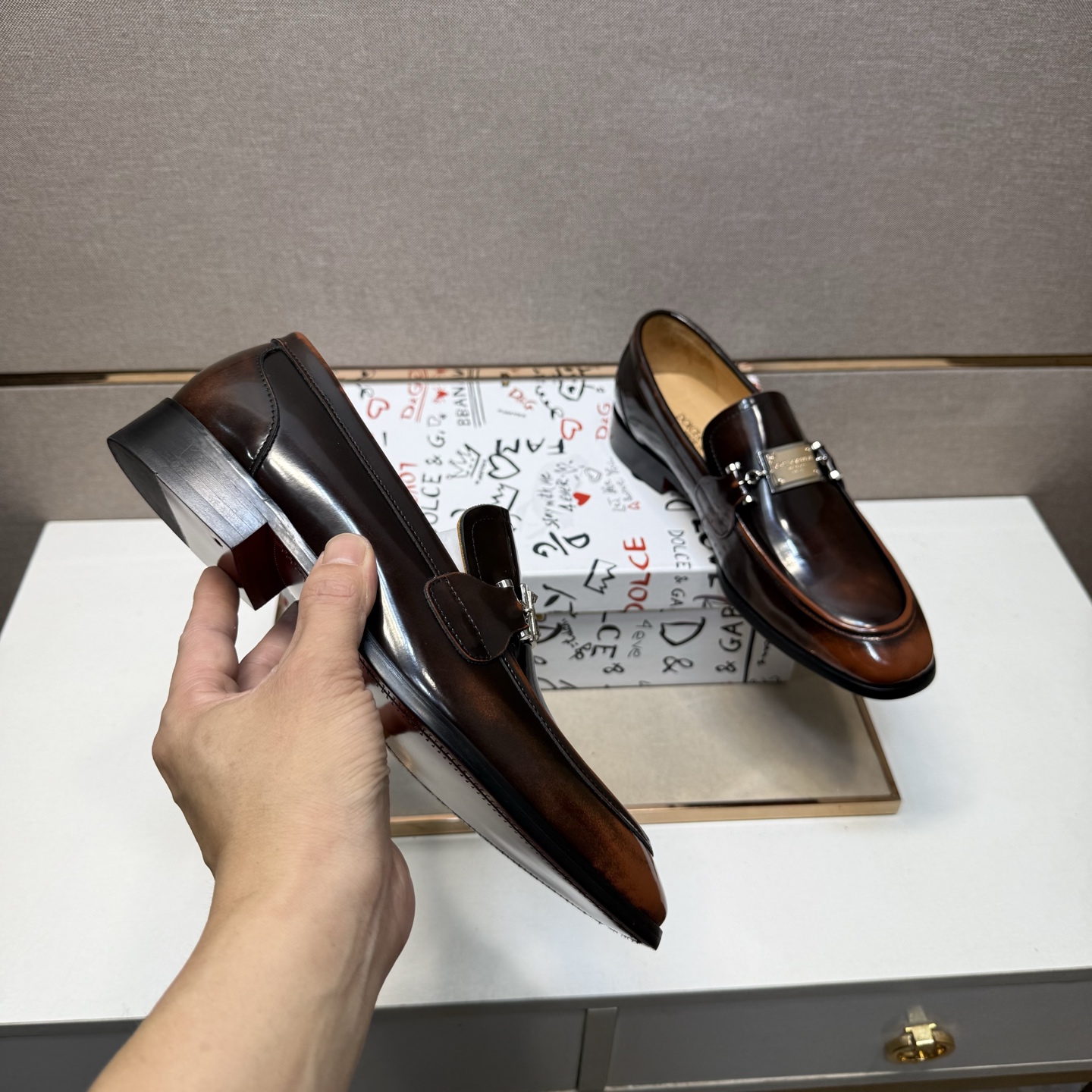 D&G men's leather shoes-104
