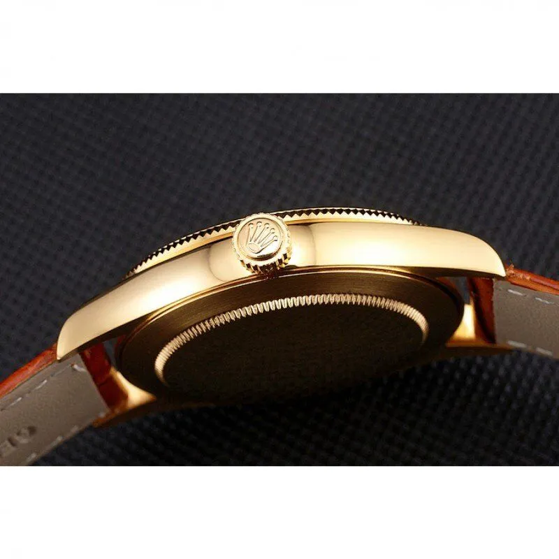 Swiss Cellini Gold Dial Roman Numerals Gold Case Light Brown Leather Strap