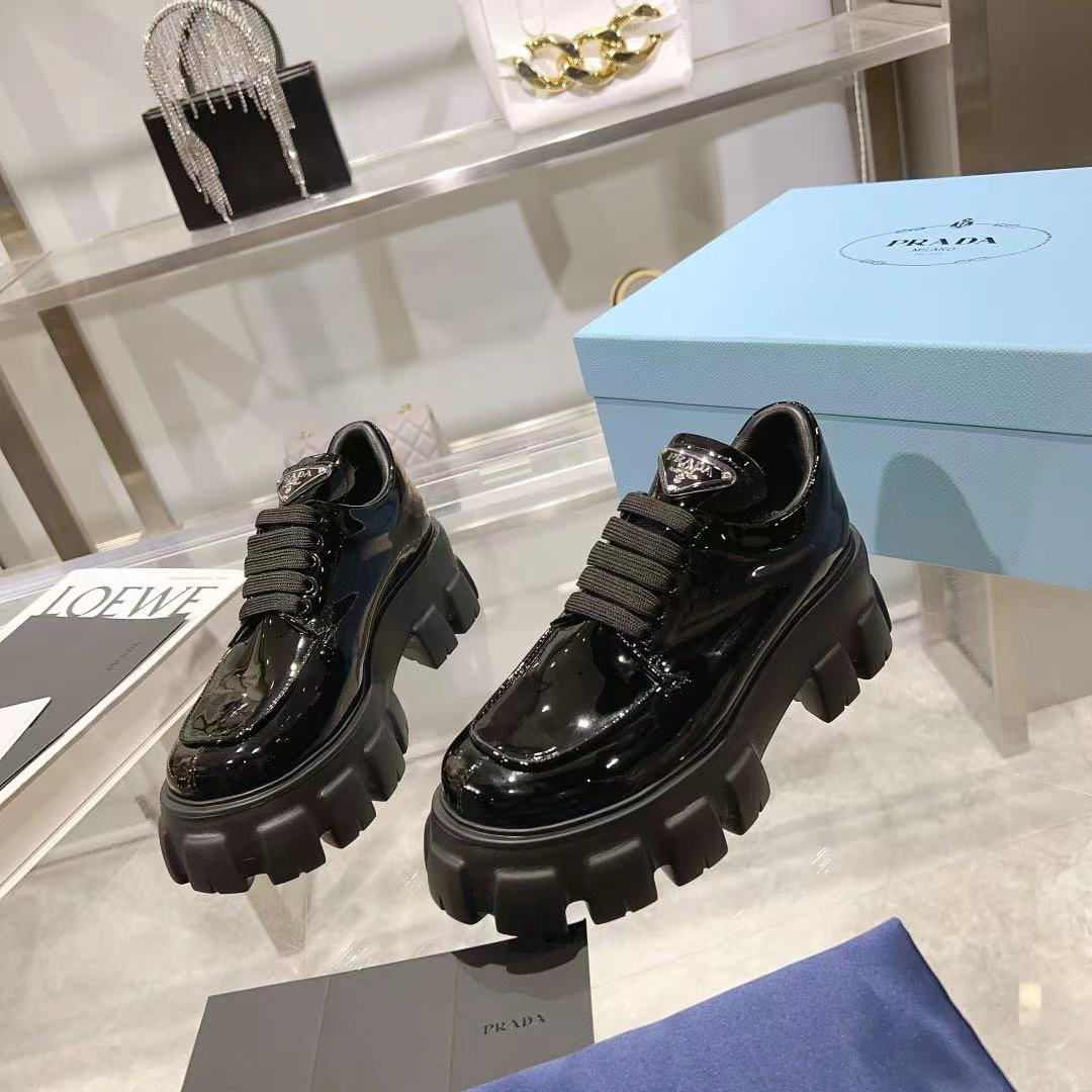 Prada women's leather shoes-19