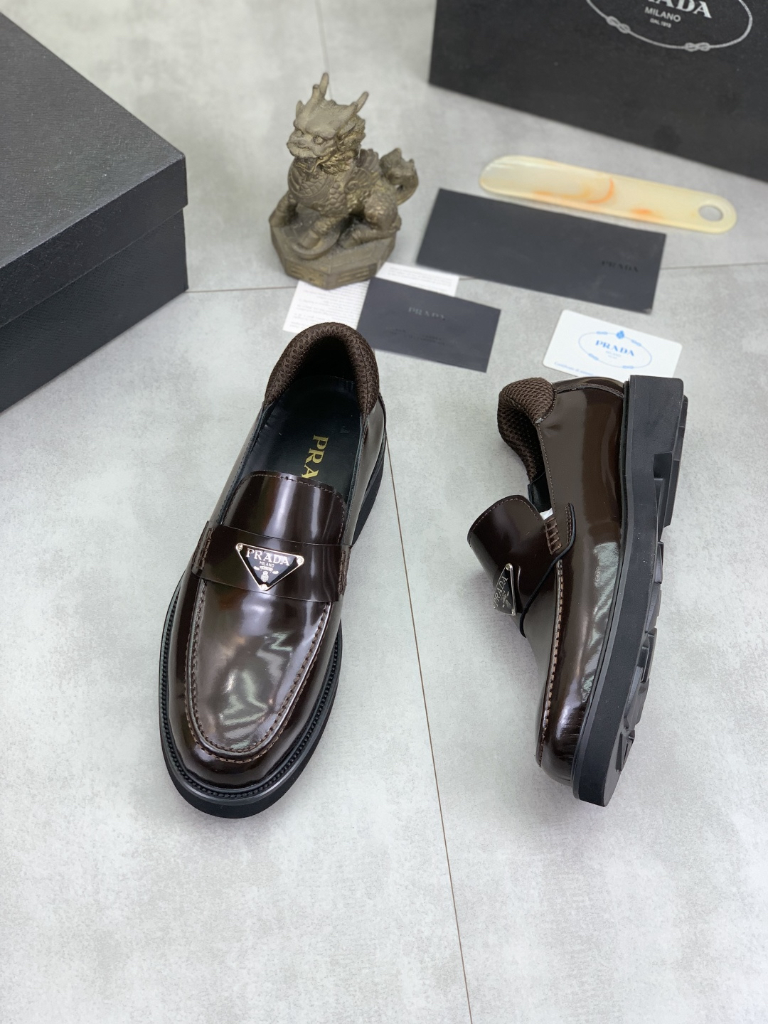 Prada men's leather shoes-22
