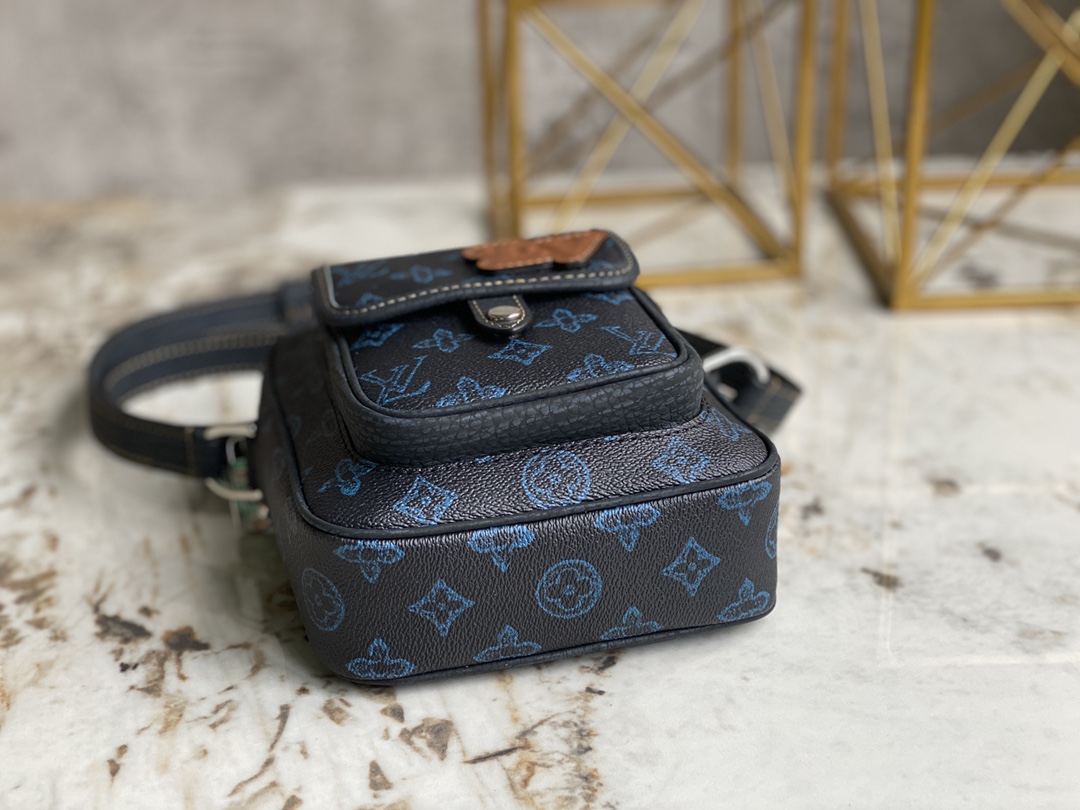 Louis Vuitton Mens Christopher Wearable Wallet Blue Monogram Coated Canvas M81854