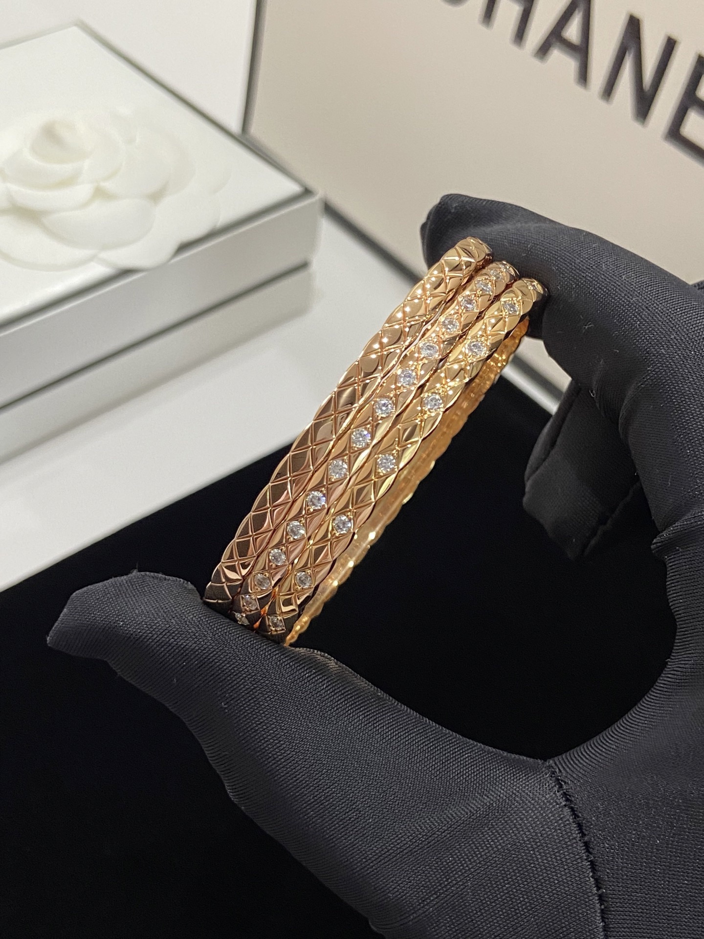 Chanel Coco Crush Quilted Diamond Bangle