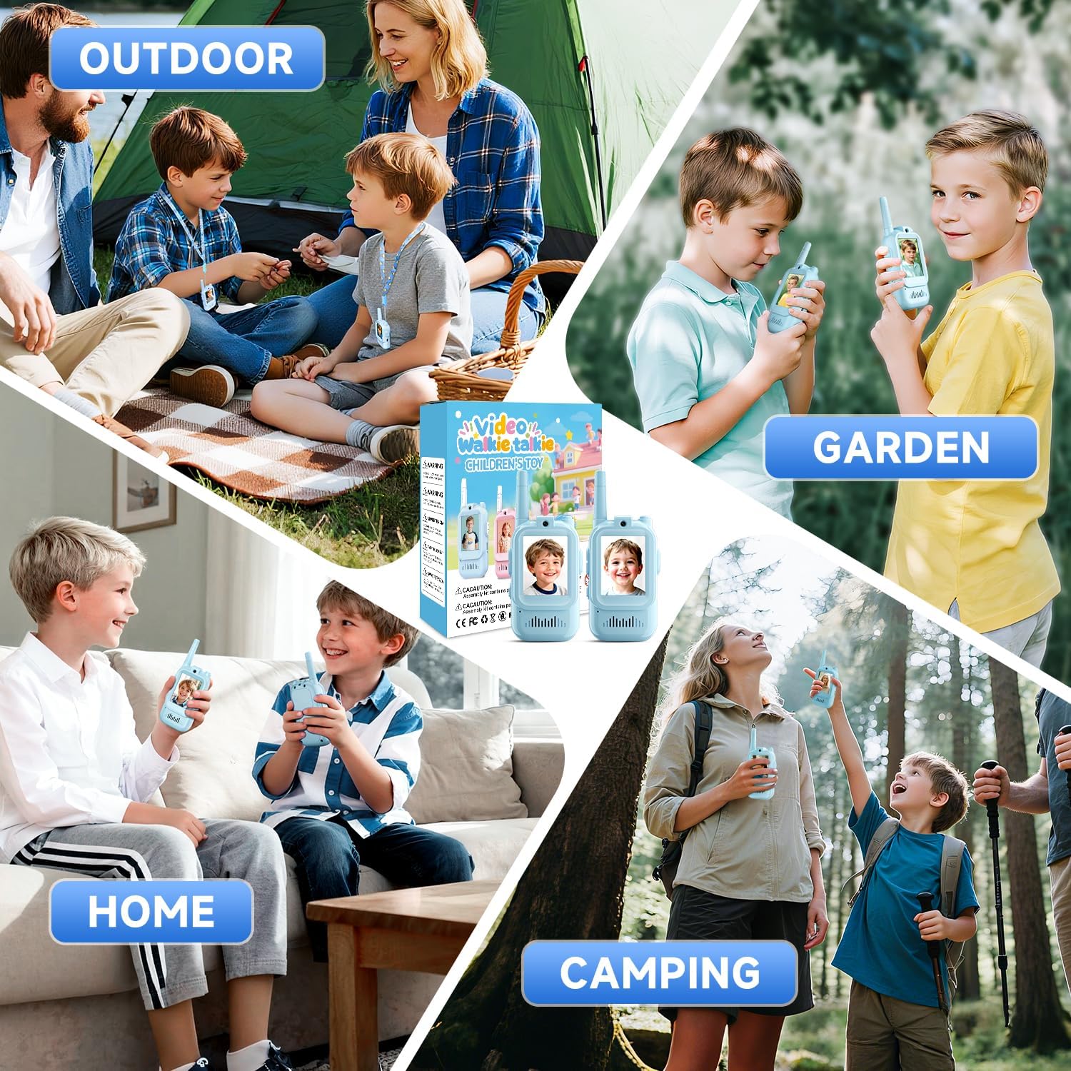 Children's Video Walkie-Talkies, 2-Pack Rechargeable Handheld Video Walkie-Talkies