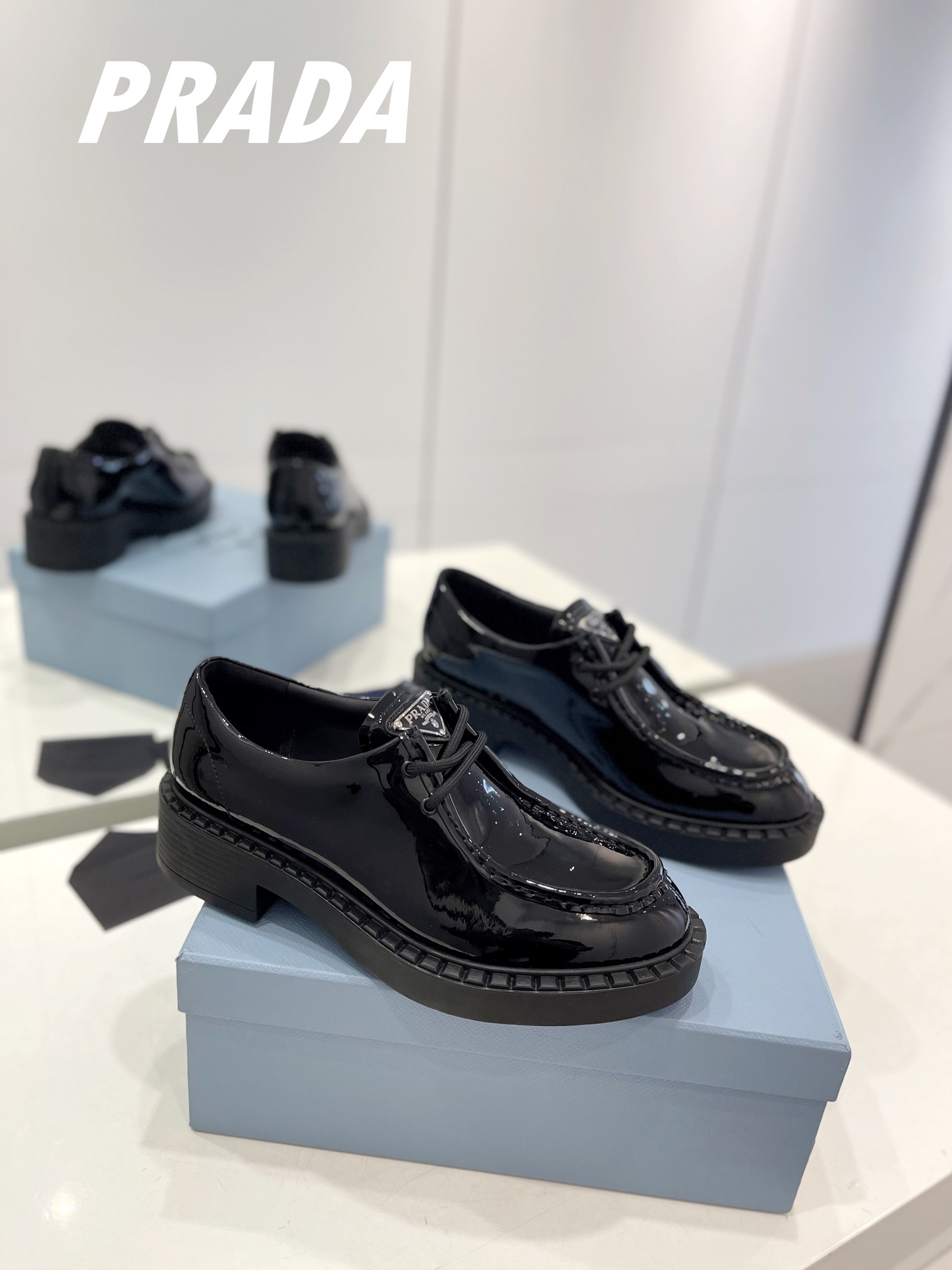 Prada men's leather shoes-3