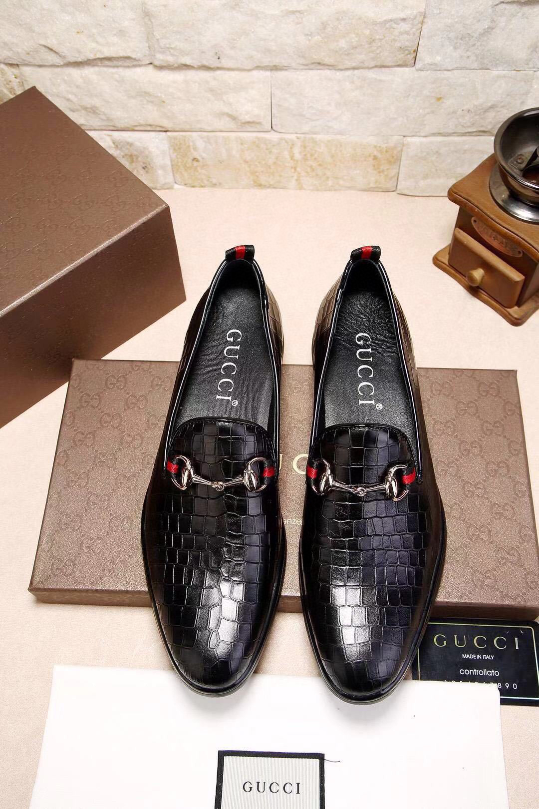 Gucci men's leather shoes-51