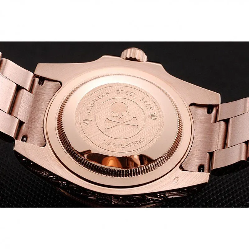 Swiss Submariner Skull Limited Edition Black Dial Rose Gold Case And Bracelet 1454086