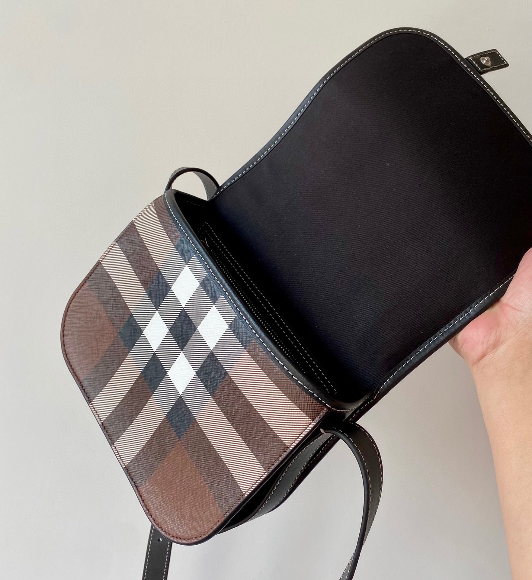 Burberry Men Crossbody Bags Check Print and Leather Messenger Bag