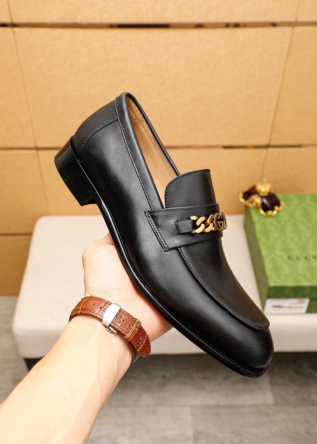 Gucci men's leather shoes-80