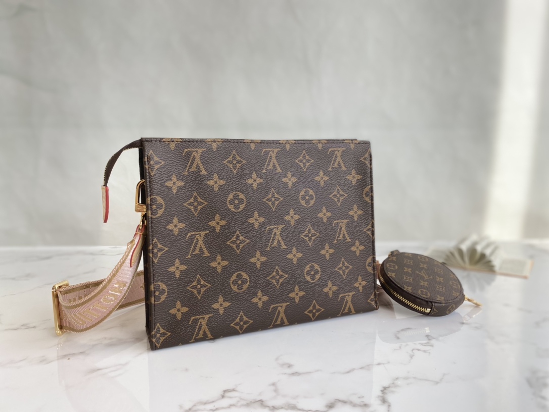Louis Vuitton Pochette Voyage MM Monogram Macassar Coated Canvas Pink