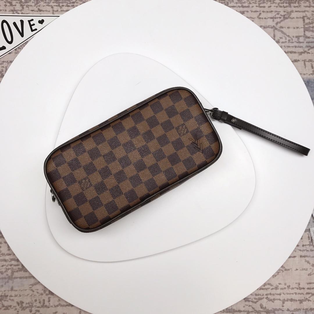Louis Vuitton M47543 Men Clutch Bag Damier Ebene Canvas