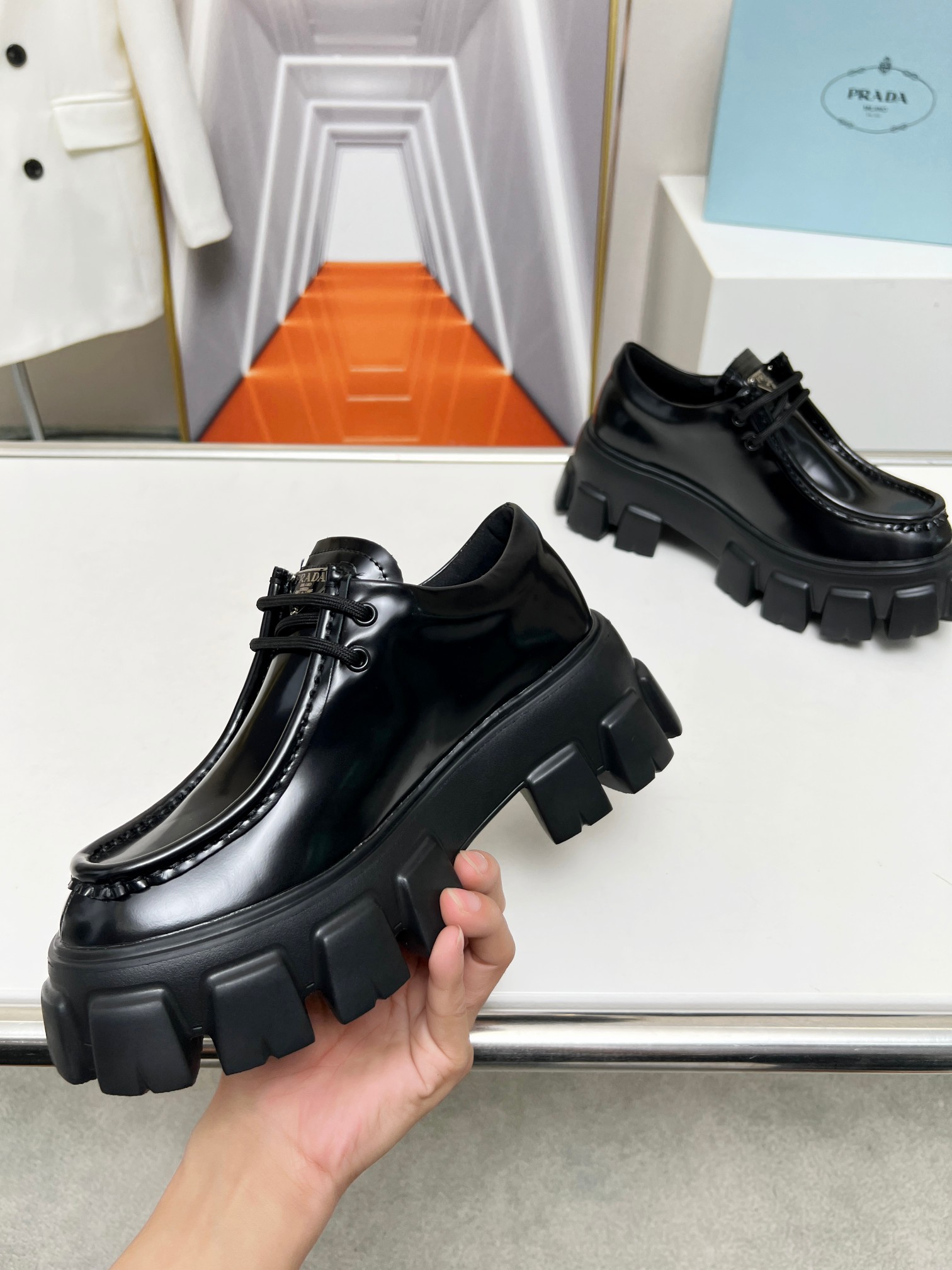 Prada men's leather shoes-21