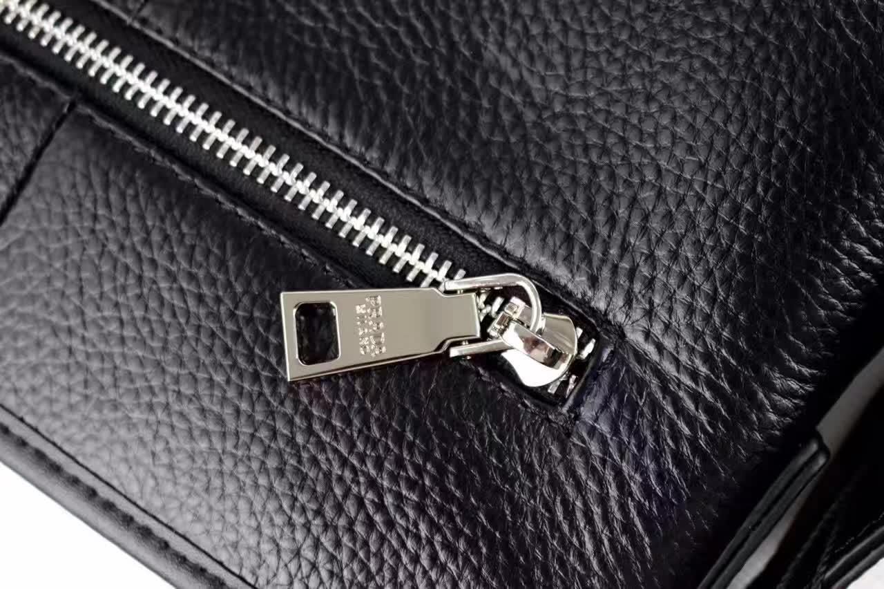 Prada 0242-3B Leather Men Messenger Bag Black