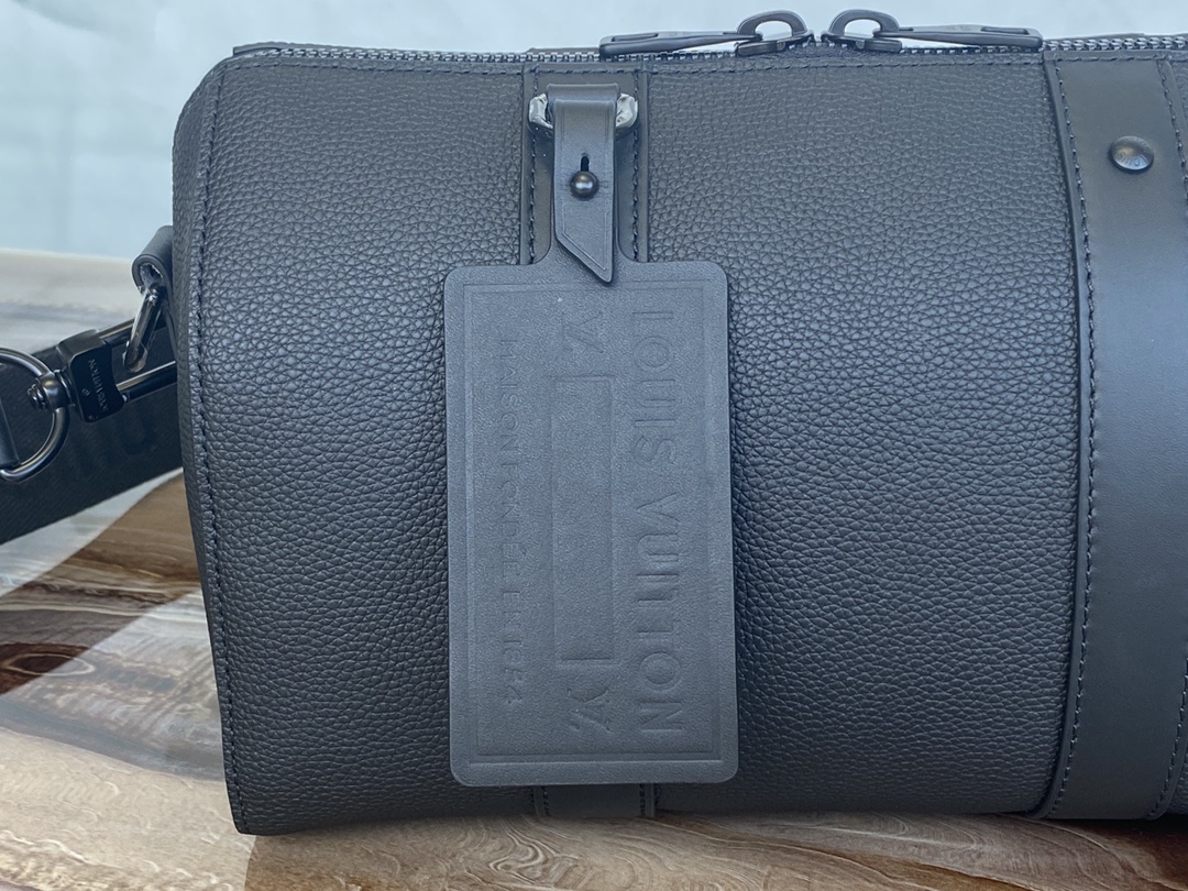 Most Classic Louis Vuittion M59255 City Keepall in Deep Black Aerogram Grained Calf Leather