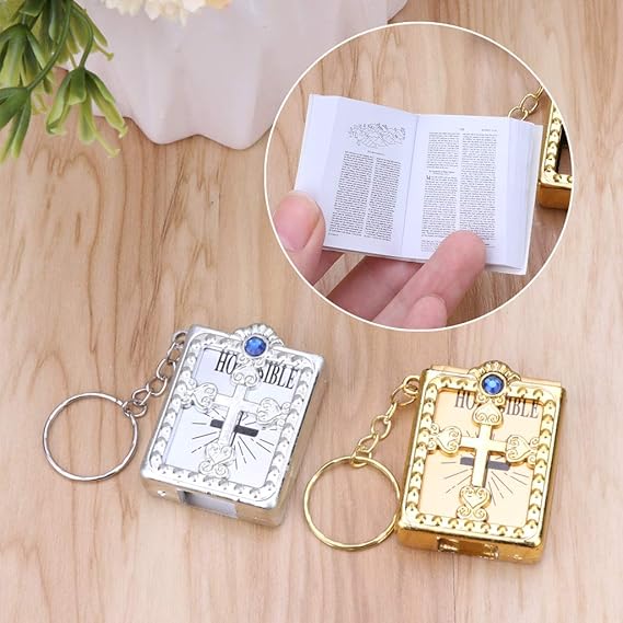 Bible-Shaped Cross Keychain