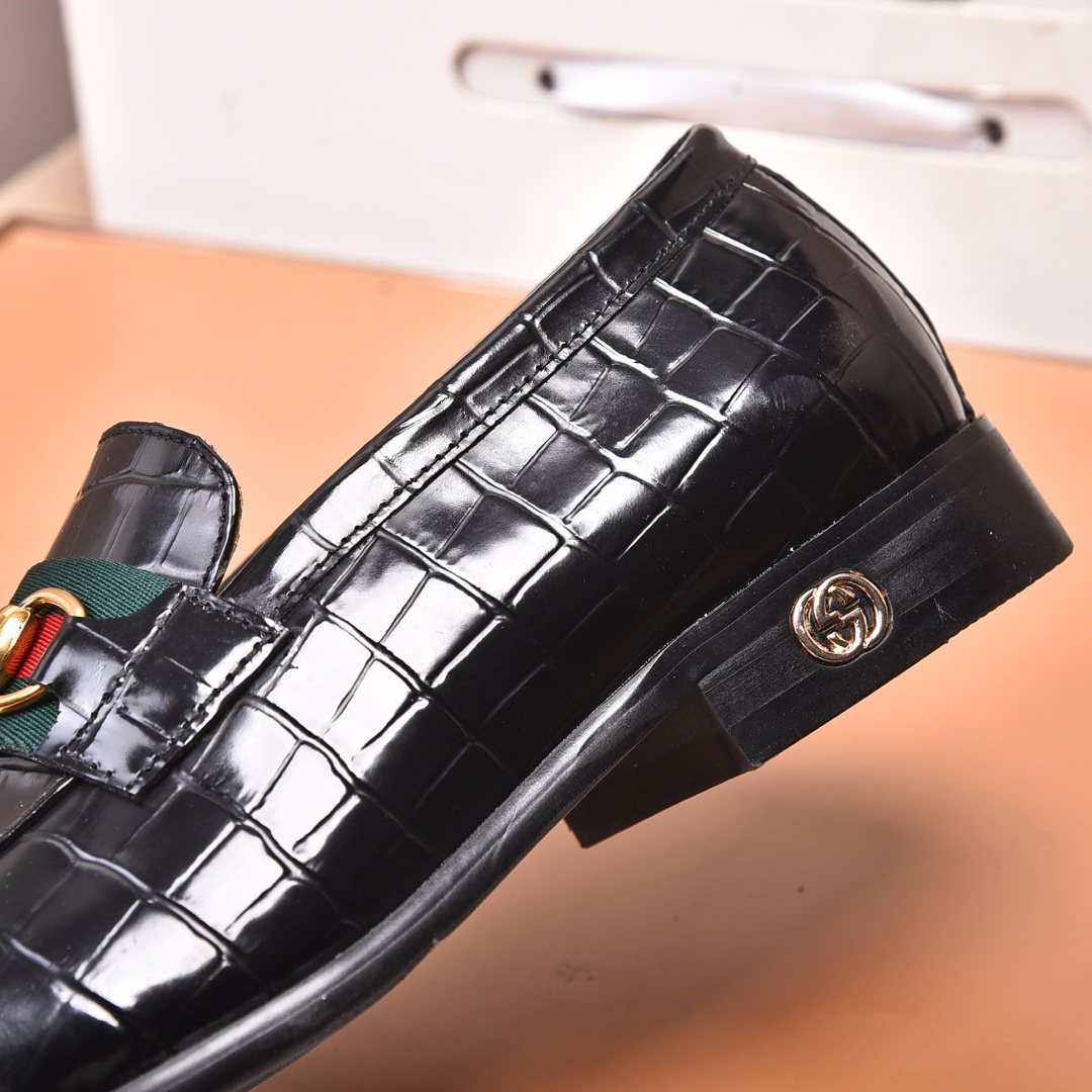 Gucci men's leather shoes-11