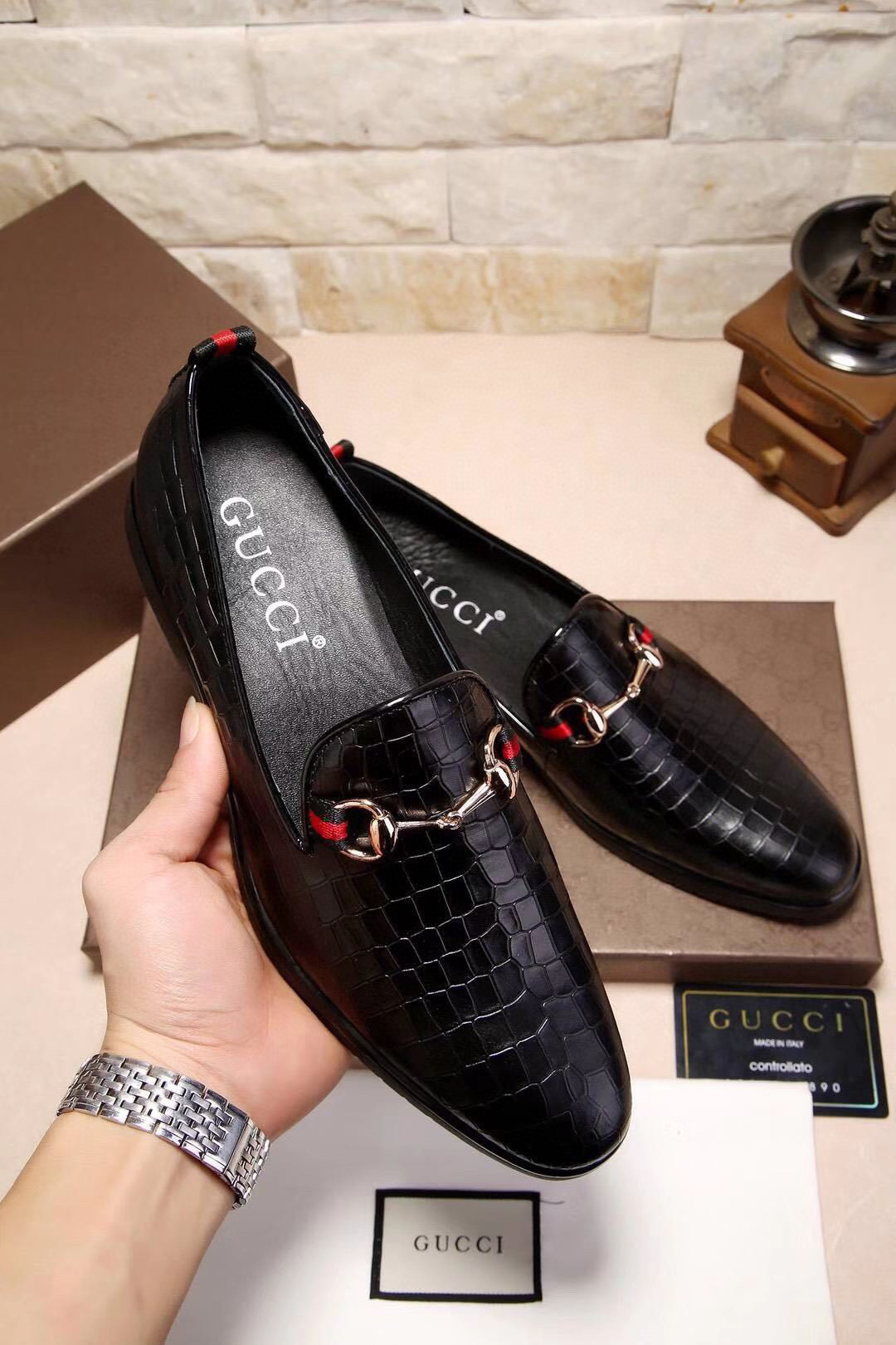 Gucci men's leather shoes-51