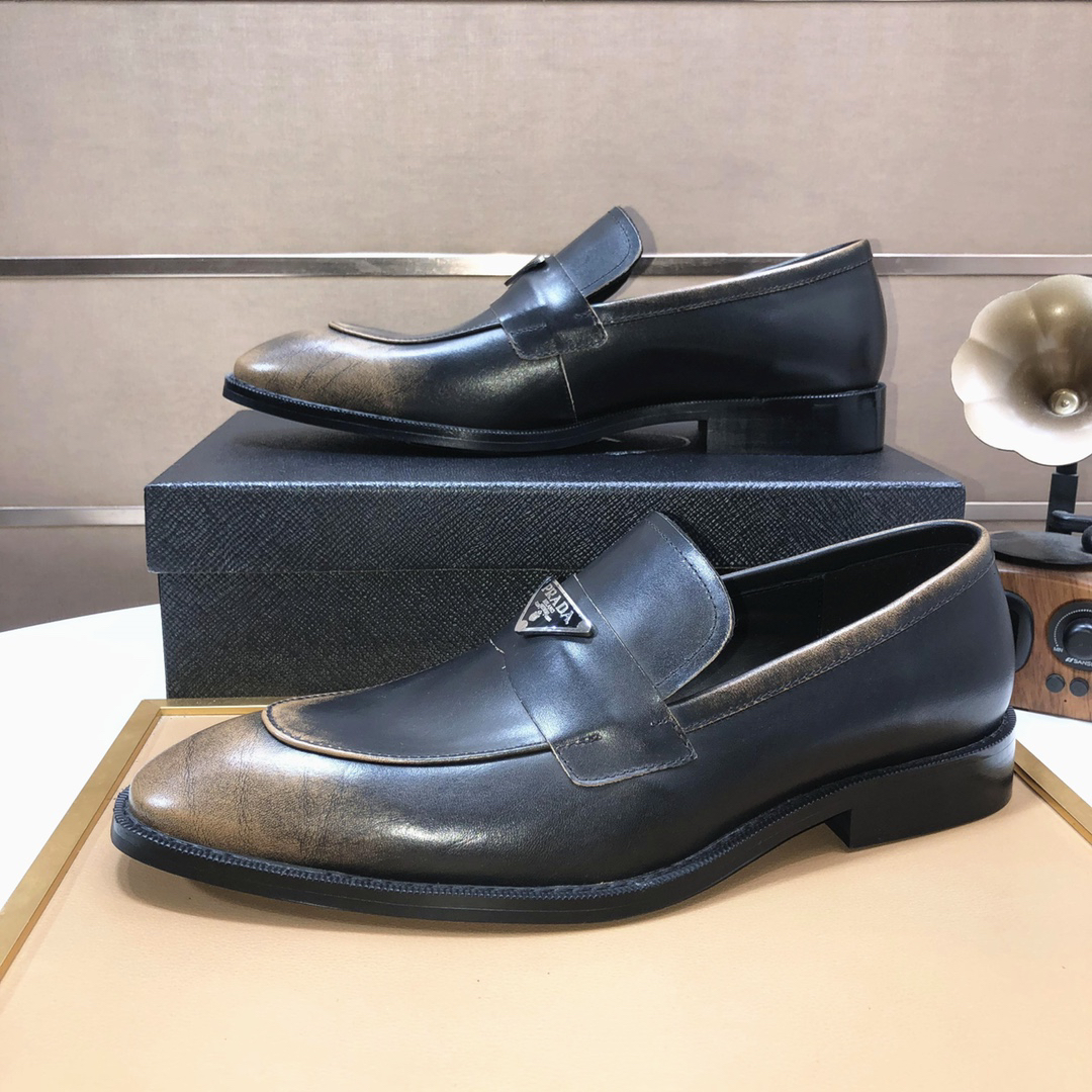 Prada men's leather shoes-34