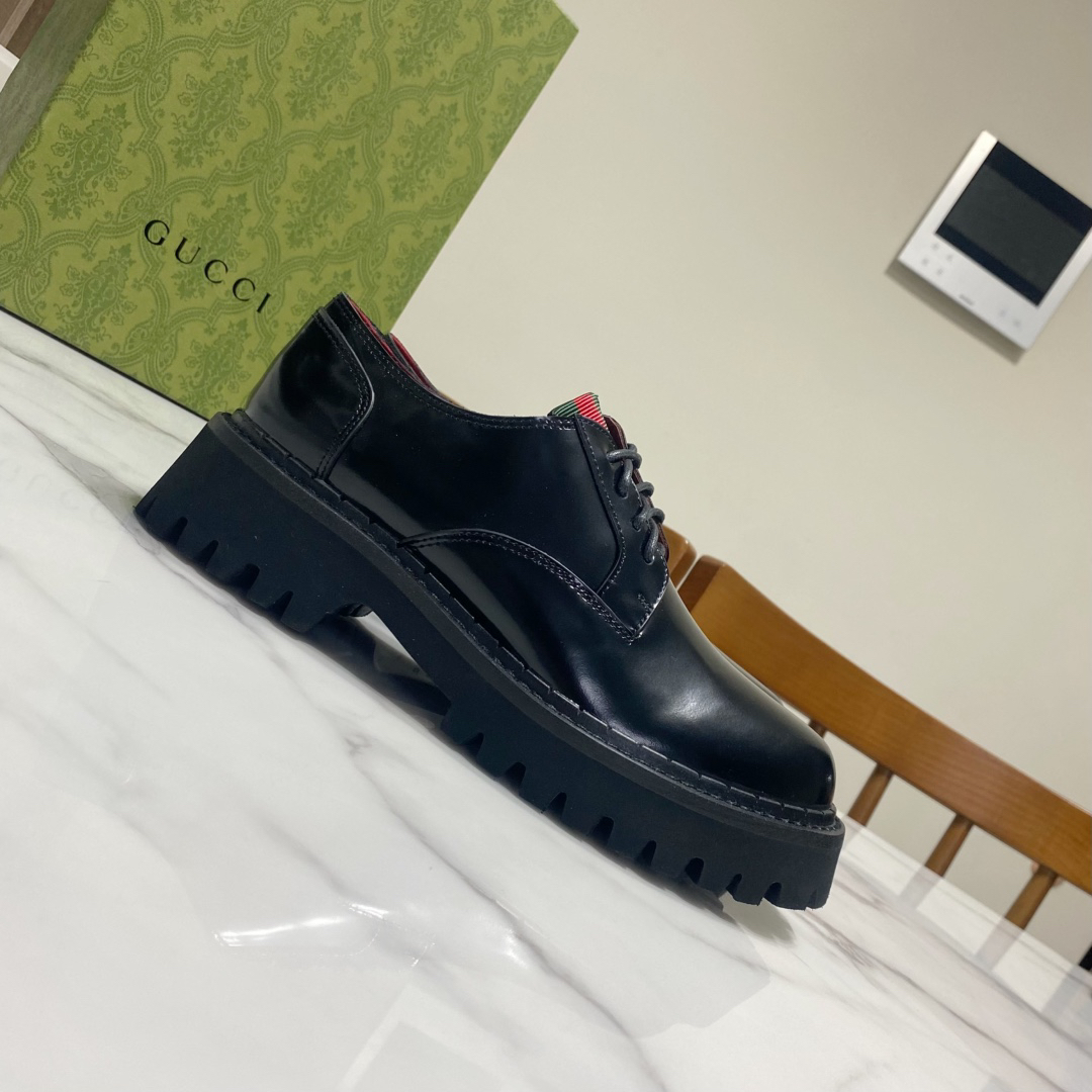 Gucci women's leather shoes-2