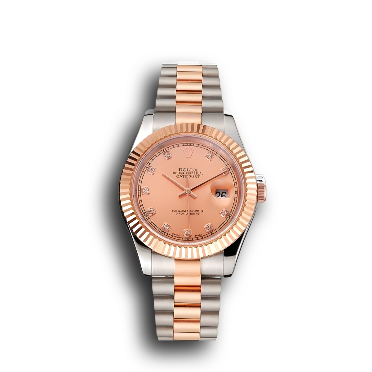 Datejust Rose Gold Dial And Bezel Stainless Steel Case Two Tone Bracelet