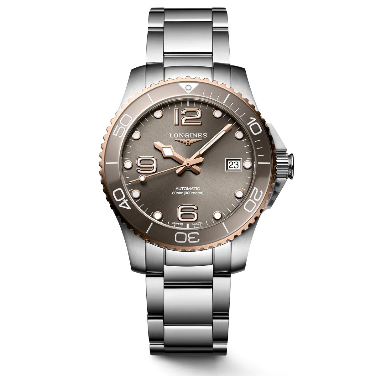Hydroconquest 39MM Automatic Sunray Grey Dial Pink Highlights Watch L37803786