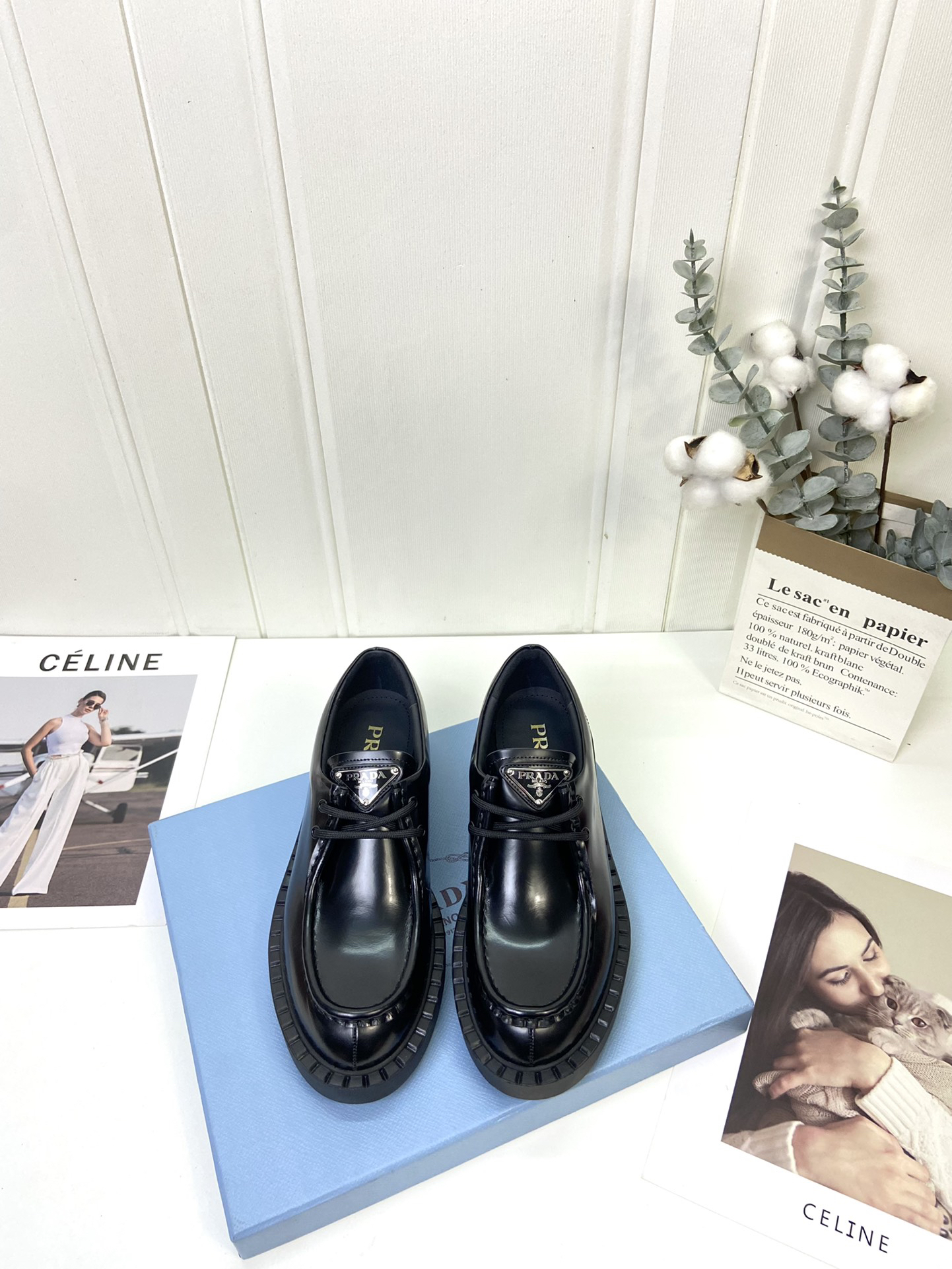 Prada women's leather shoes-6