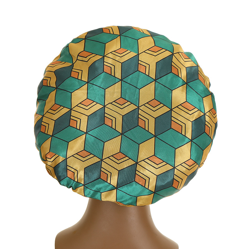 Red Black Cloud Large Bonnet - Silky Design Satin Bonnet
