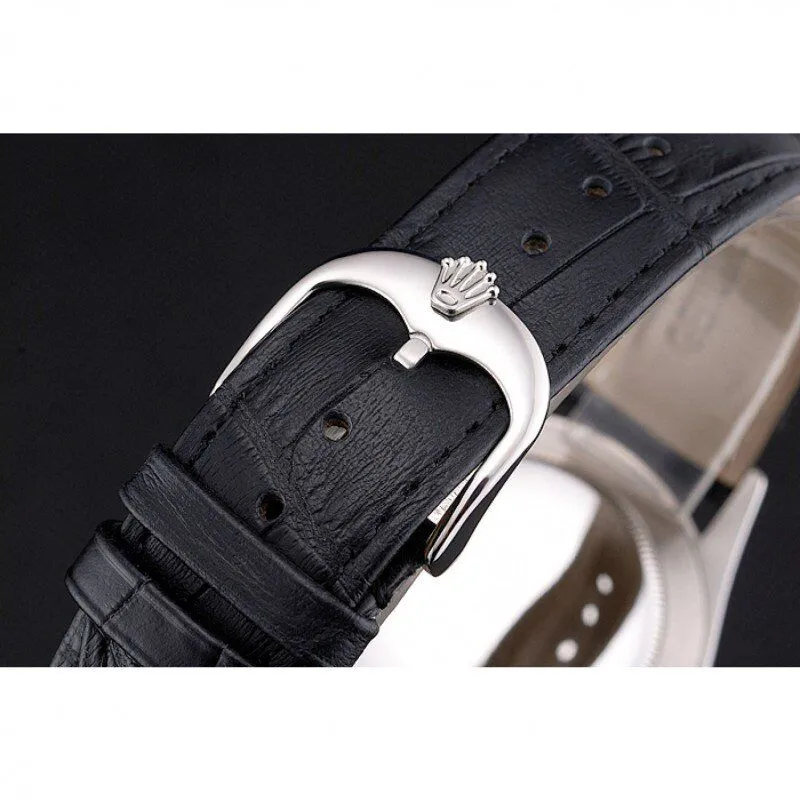 Swiss Cellini Date White Dial Stainless Steel Case Black Leather Strap