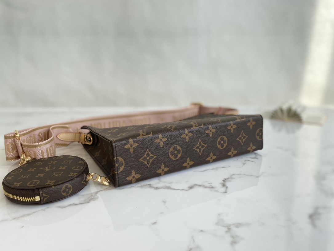 Louis Vuitton Pochette Voyage MM Monogram Macassar Coated Canvas Pink