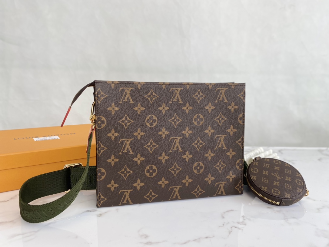 Louis Vuitton Pochette Voyage MM Monogram Macassar Coated Canvas Green