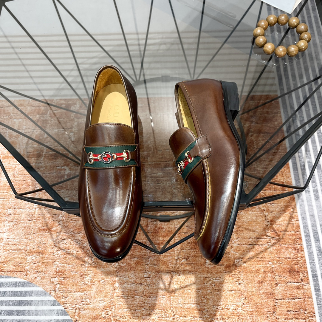 Gucci men's leather shoes-128