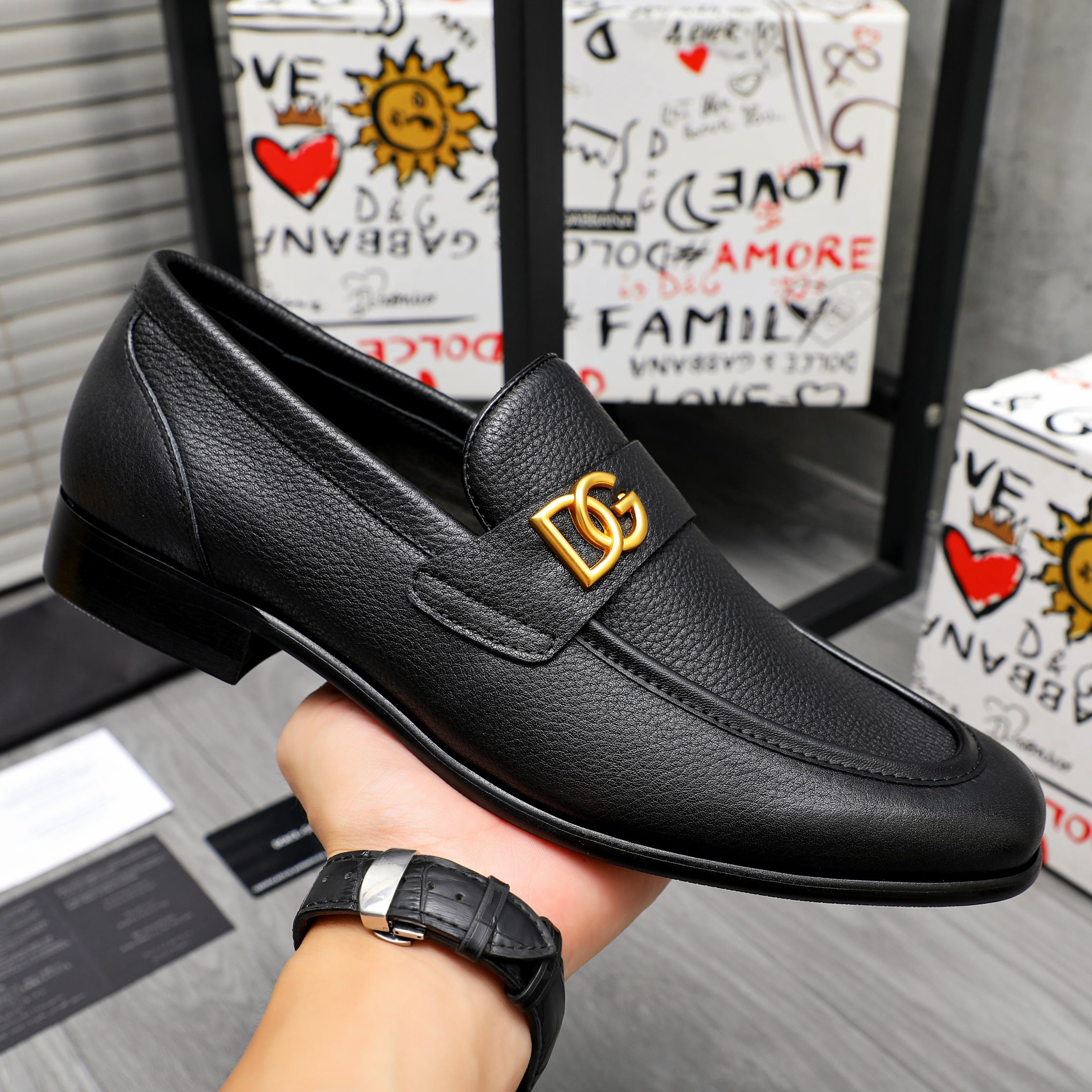 D&G men's leather shoes-61