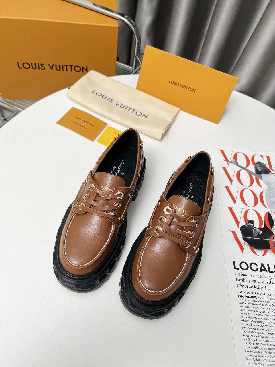 LV women's leather shoes-51