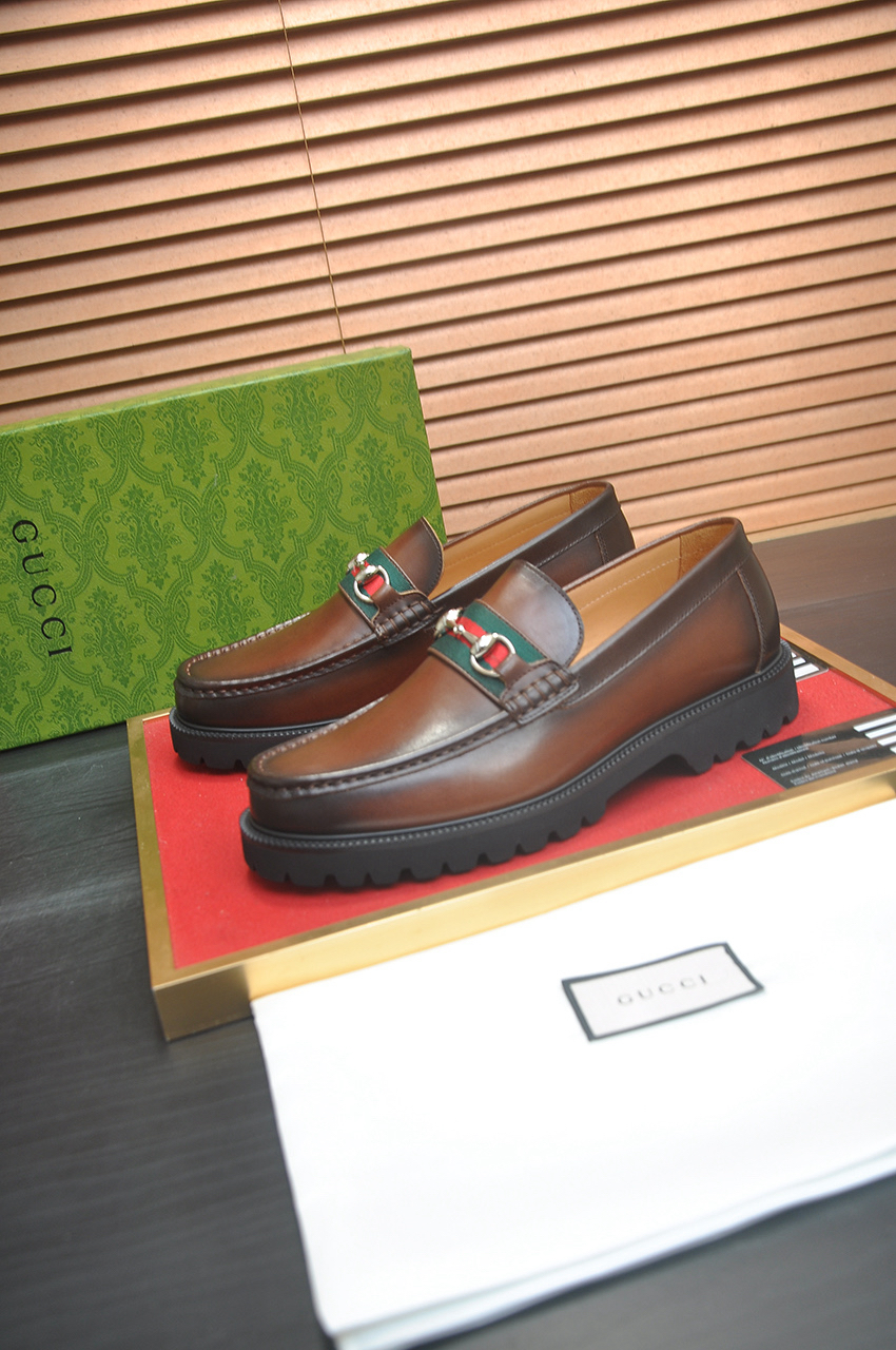 Gucci men's leather shoes-33