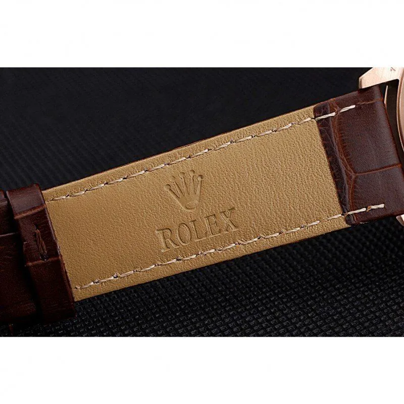 Cellini White Rose Dial Gold Case Brown Leather Bracelet 622725
