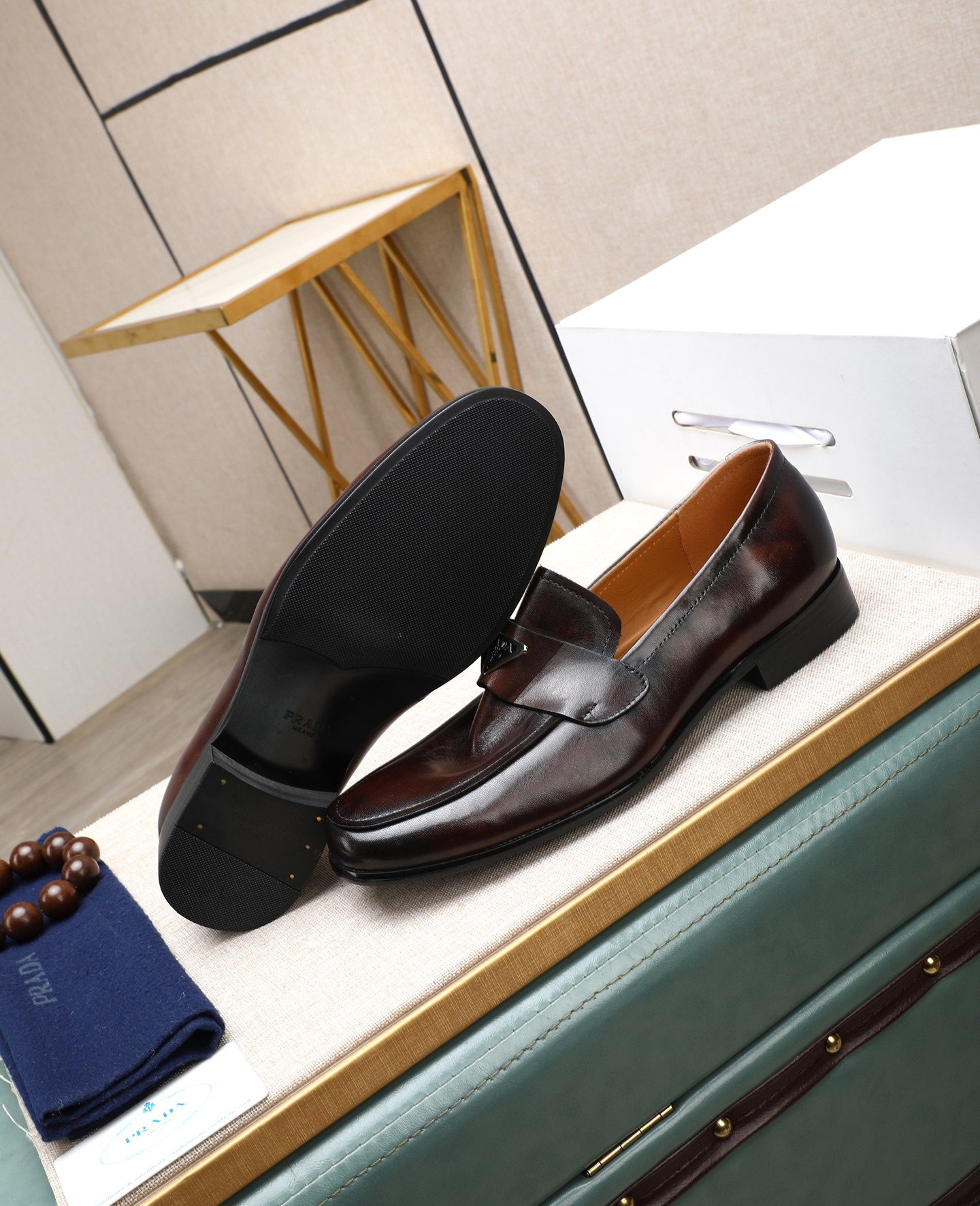 Prada men's leather shoes-57