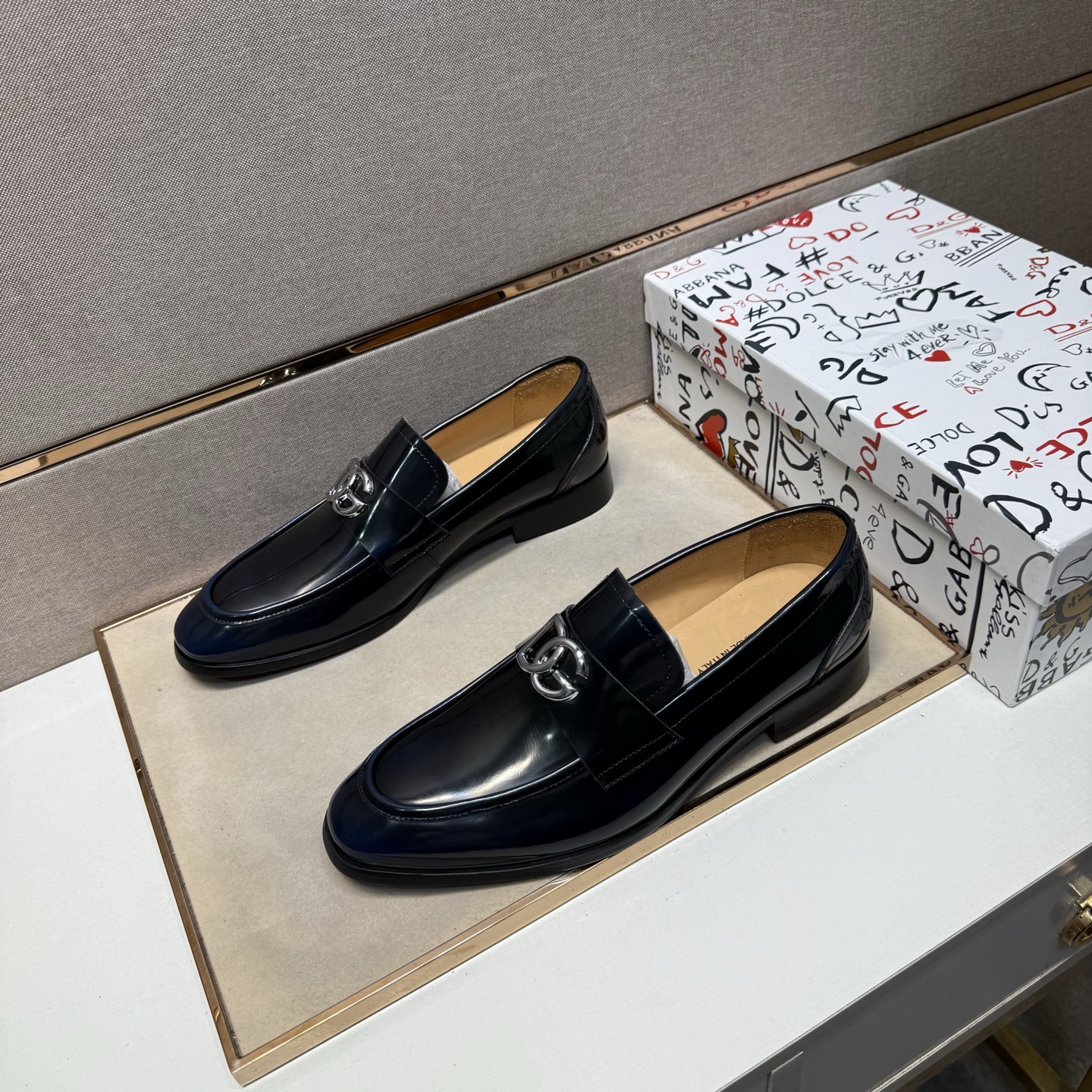 D&G men's leather shoes-114